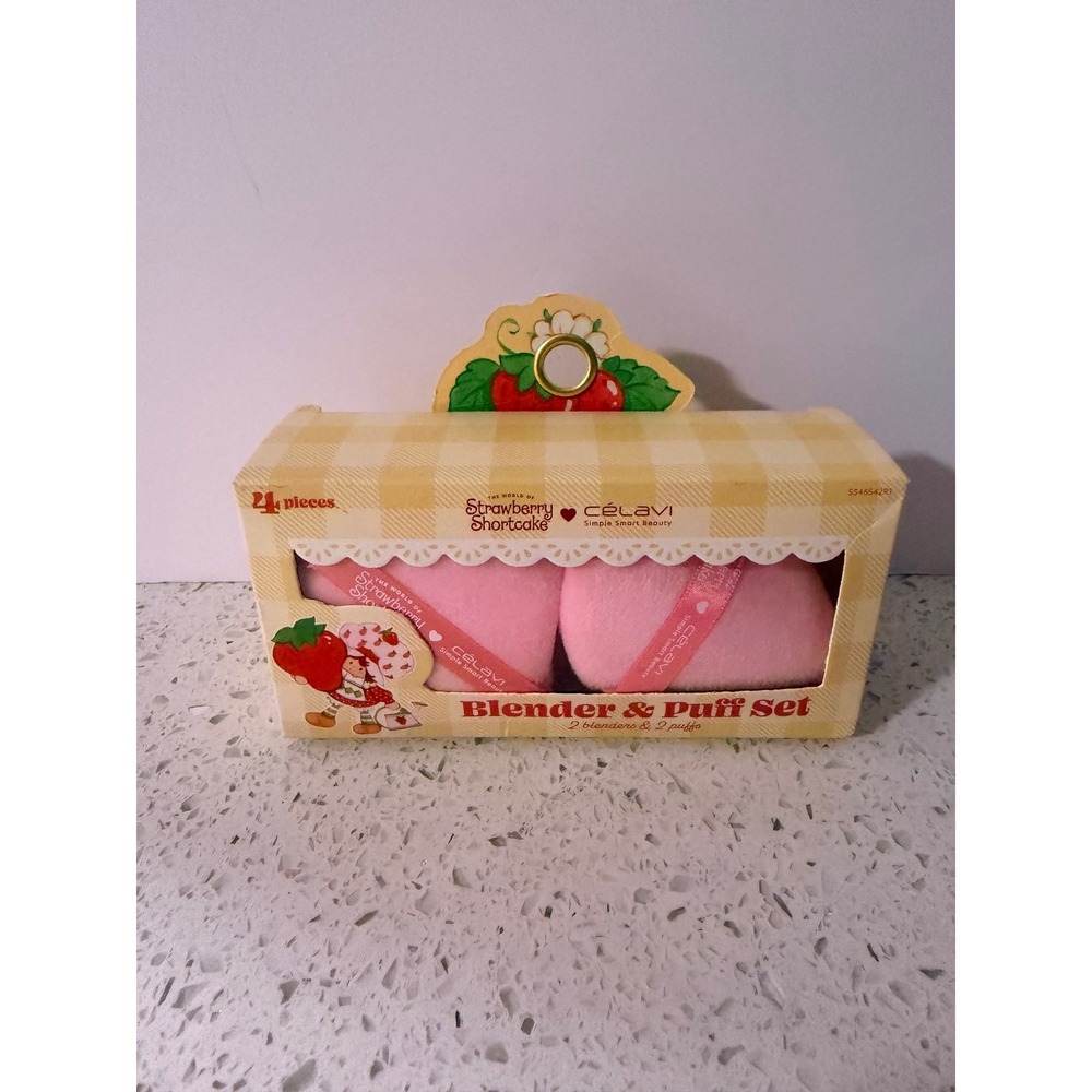 Strawberry Shortcake x Celavi Makeup Blender & Puff Set 4pc Pink New SS46542R1